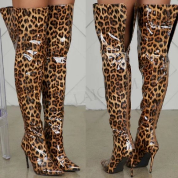 Shoes - High Fashion Stiletto High Heeled Boots Thigh High